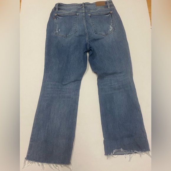Judy Blue Light Wash Boot Cut Jeans Frayed Hem Size 14 W - Picture 5 of 5